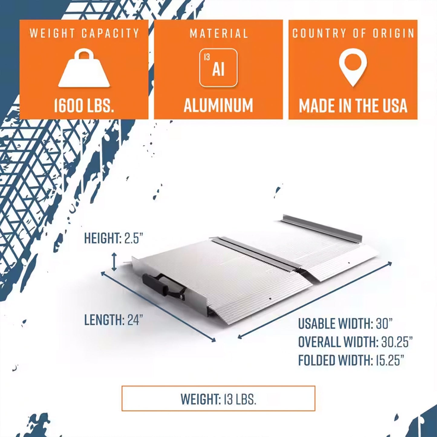 EZ-ACCESS TRAVERSE 2 Foot Aluminum Singlefold Portable Loading Ramp, Silver - Find Fresh Goods