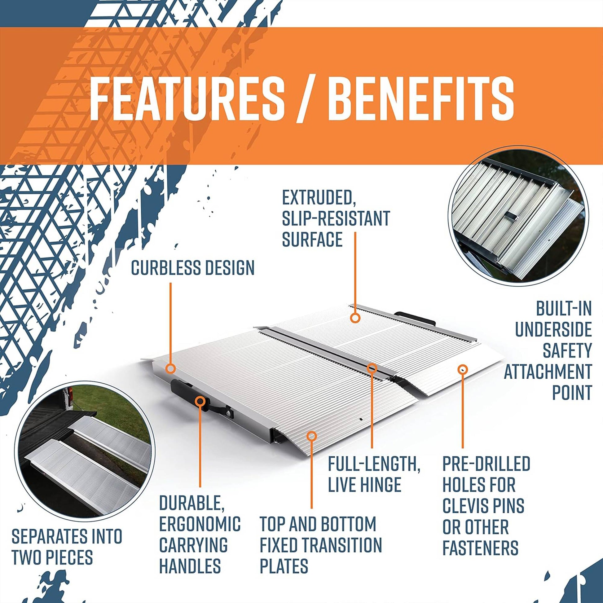 EZ-ACCESS TRAVERSE 2 Foot Singlefold Edgeless Portable Loading Ramp, Silver - Find Fresh Goods