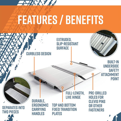 EZ-ACCESS TRAVERSE 2 Foot Singlefold Edgeless Portable Loading Ramp, Silver - Find Fresh Goods