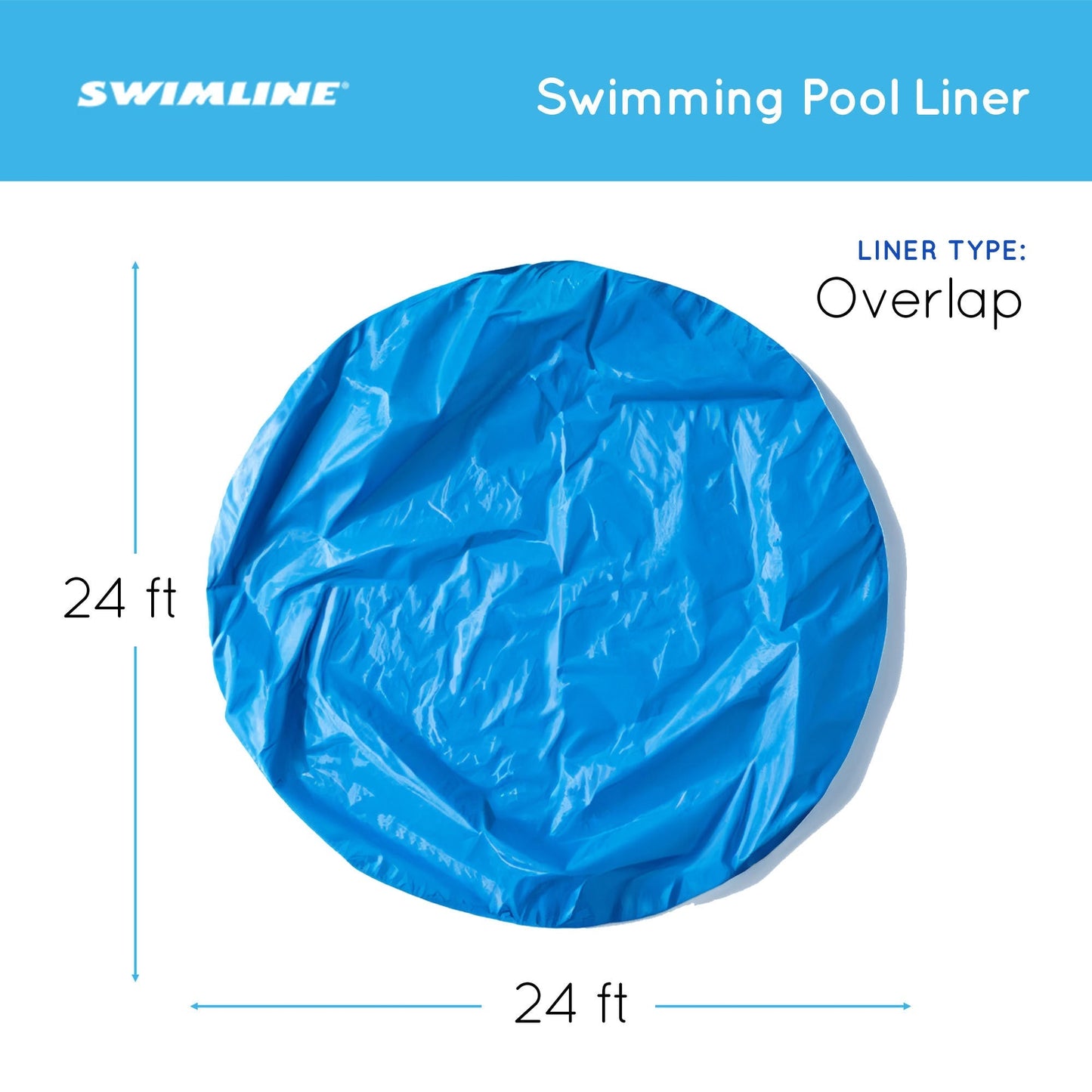Swimline LI244820 24' Solid Blue Round Above Ground Swimming Pool Overlap Liner