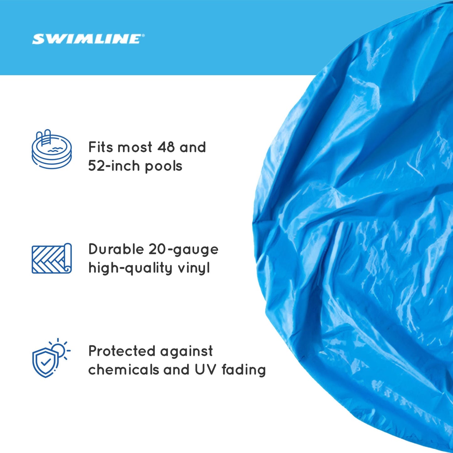 Swimline LI244820 24' Solid Blue Round Above Ground Swimming Pool Overlap Liner