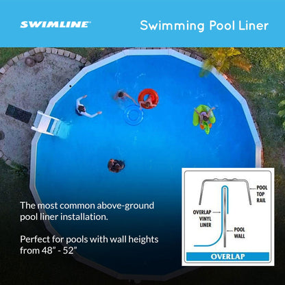 Swimline LI244820 24' Solid Blue Round Above Ground Swimming Pool Overlap Liner