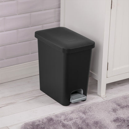 Sterilite 2.7 Gallon Rectangular Step On Trash Bin Wastebasket, Black (4 Pack)