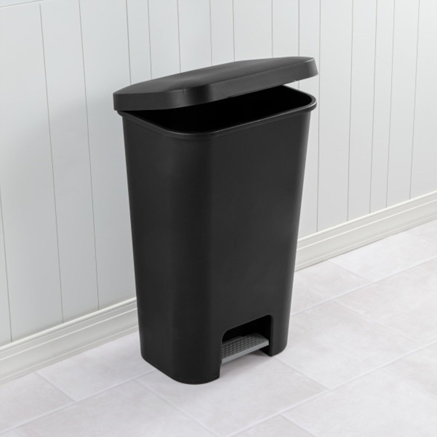 Sterilite 11.9 Gal Rectangle Step On Trash Kitchen Wastebasket, Black (16 Pack)