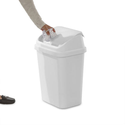 Sterilite 7.8 Gallon SwingTop Kitchen Wastebasket Trash Can, White (6 Pack)