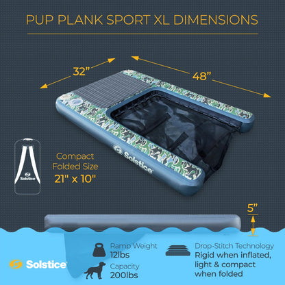 Solstice Original Inflatable Pup Plank Dog Float Floating Ramp Ladder for Pools