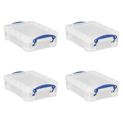 Really Useful Box 1.75L Storage Bin w/Snap Lid & Clip Lock Handle, (4 Pack)