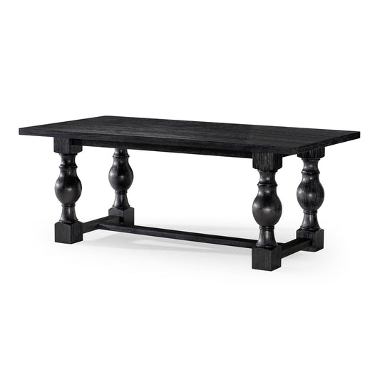 Maven Lane Leon Traditional Wooden Dining Table in Antiqued Black Finish
