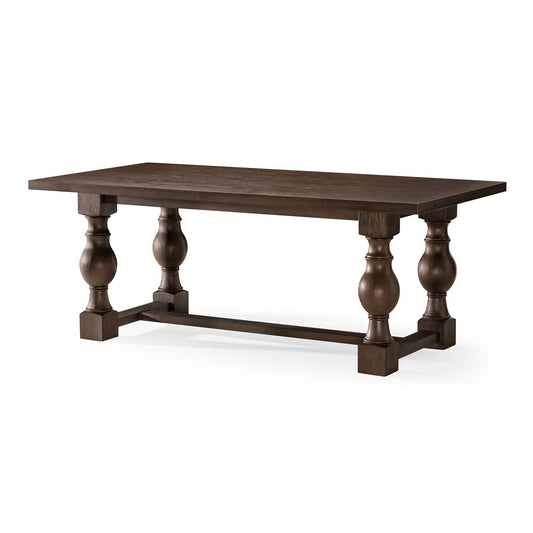 Leon Classical Wooden Dining Table in Antiqued Brown Finish