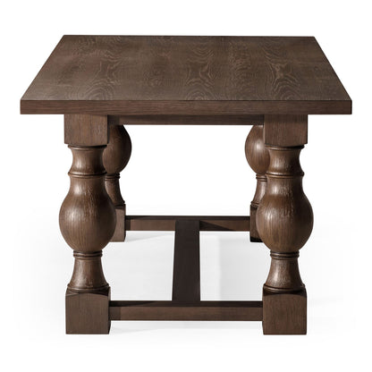 Leon Classical Wooden Dining Table in Antiqued Brown Finish