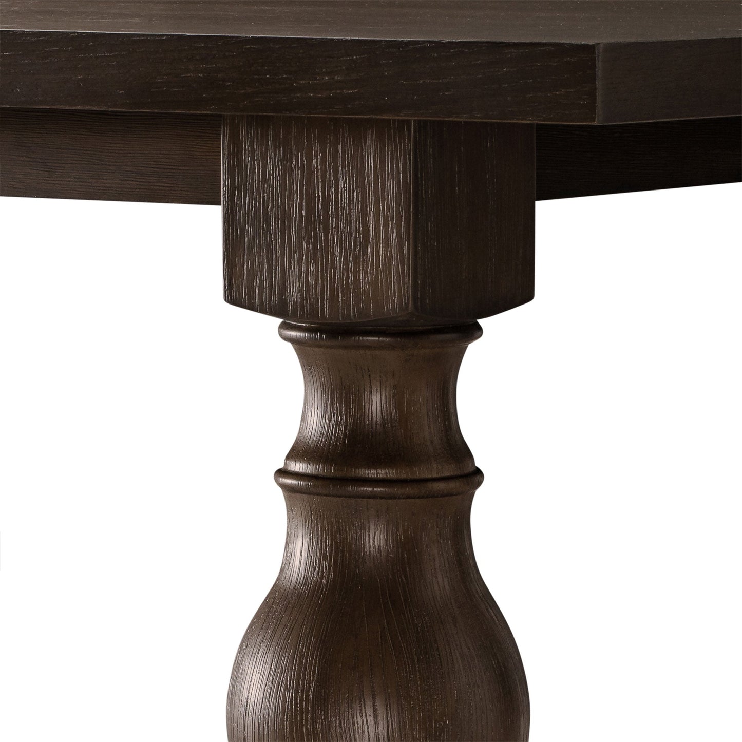 Leon Classical Wooden Dining Table in Antiqued Brown Finish