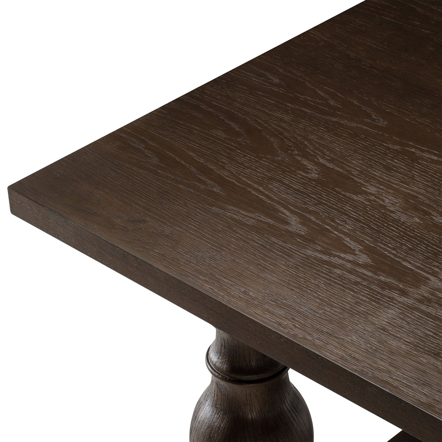 Leon Classical Wooden Dining Table in Antiqued Brown Finish
