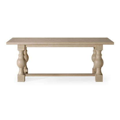 Leon Classical Wooden Dining Table in Antiqued White Finish