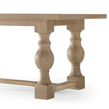 Leon Classical Wooden Dining Table in Antiqued White Finish