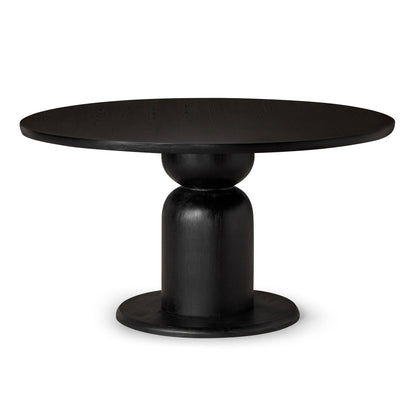 Mila Contemporary Round Wooden Dining Table in Refined Black Finish