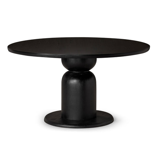 Mila Contemporary Round Wooden Dining Table in Refined Black Finish