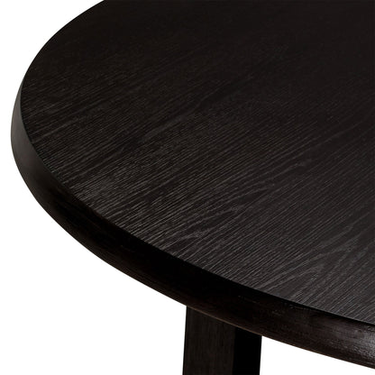 Sasha Organic Round Wooden Dining Table in Weathered Black Finish