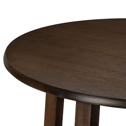 Sasha Organic Round Wooden Dining Table in Weathered Brown Finish