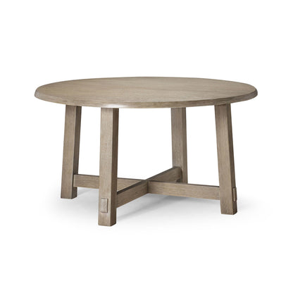 Sasha Organic Round Wooden Dining Table in Weathered Grey Finish