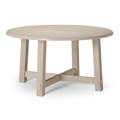 Sasha Organic Round Wooden Dining Table in Weathered White Finish