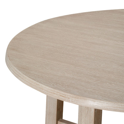 Sasha Organic Round Wooden Dining Table in Weathered White Finish