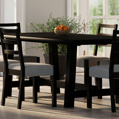 Yves Organic Rectangular Wooden Dining Table in Weathered Black Finish