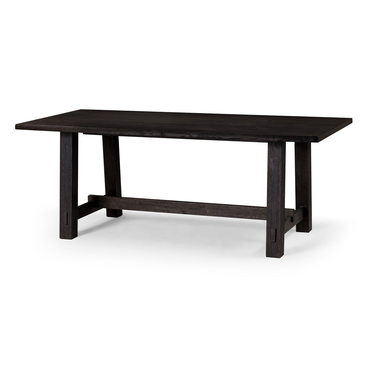 Yves Organic Rectangular Wooden Dining Table in Weathered Black Finish