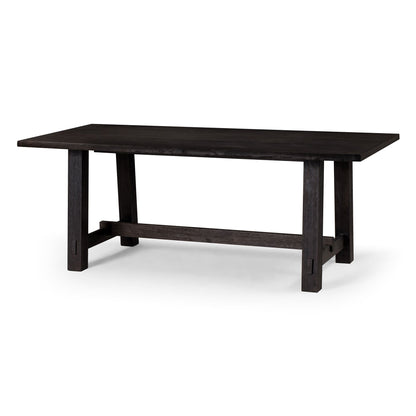Yves Organic Rectangular Wooden Dining Table in Weathered Black Finish