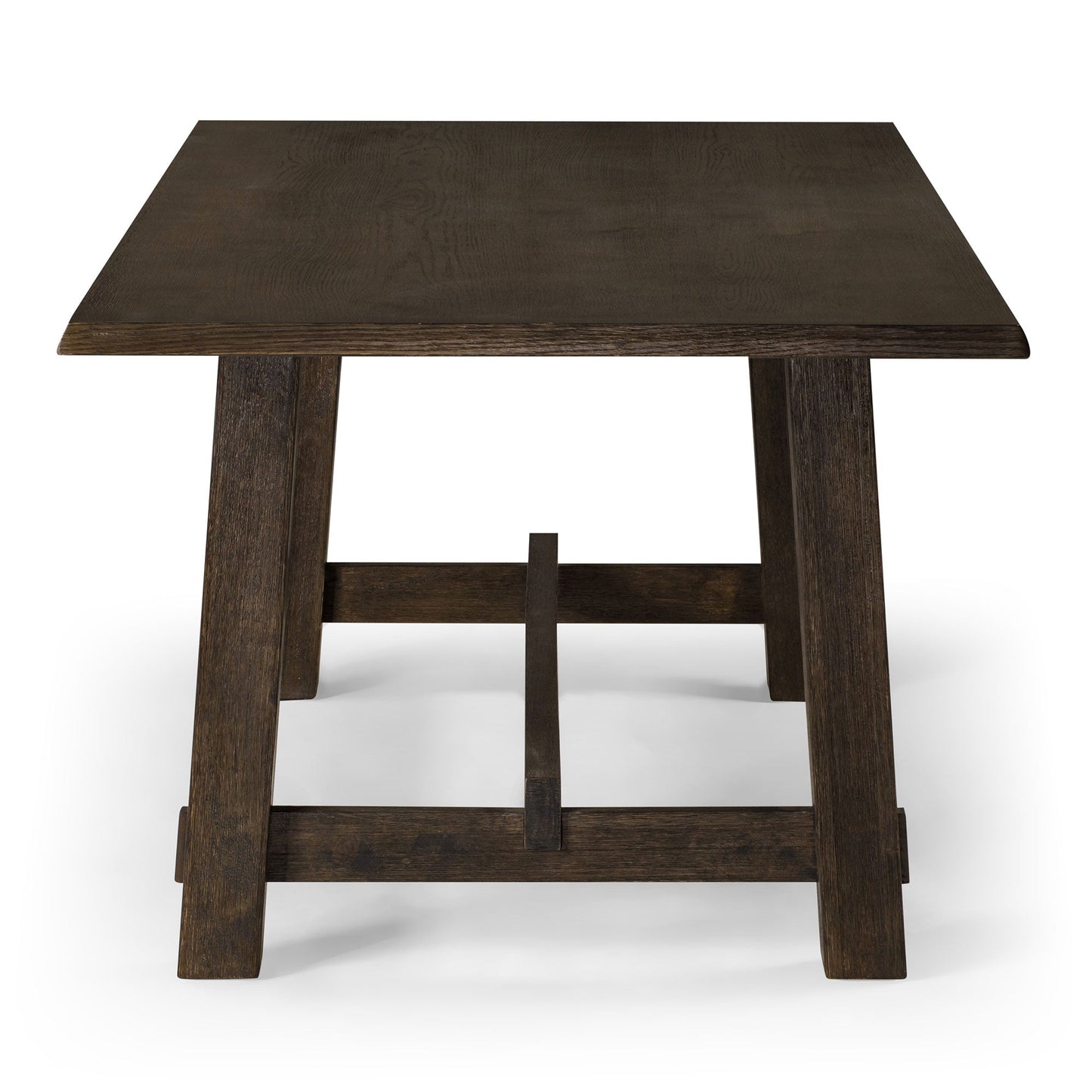 Yves Organic Rectangular Wooden Dining Table in Weathered Brown Finish