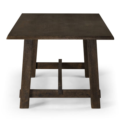 Yves Organic Rectangular Wooden Dining Table in Weathered Brown Finish