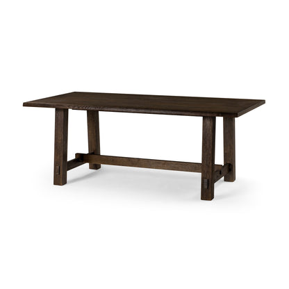 Yves Organic Rectangular Wooden Dining Table in Weathered Brown Finish