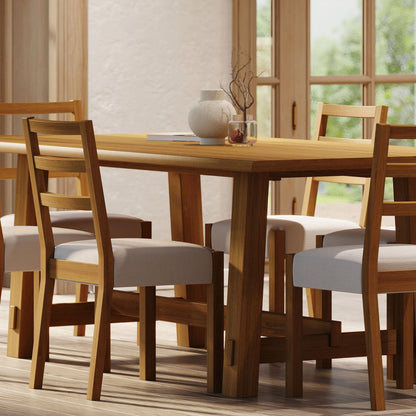 Yves Organic Rectangular Wooden Dining Table in Weathered Natural Finish