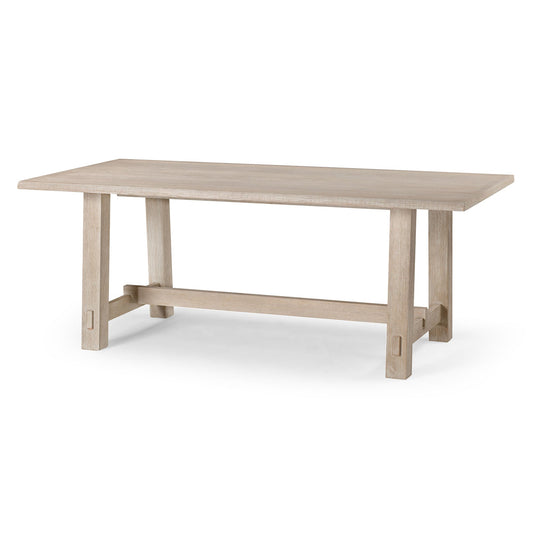 Yves Organic Rectangular Wooden Dining Table in Weathered White Finish