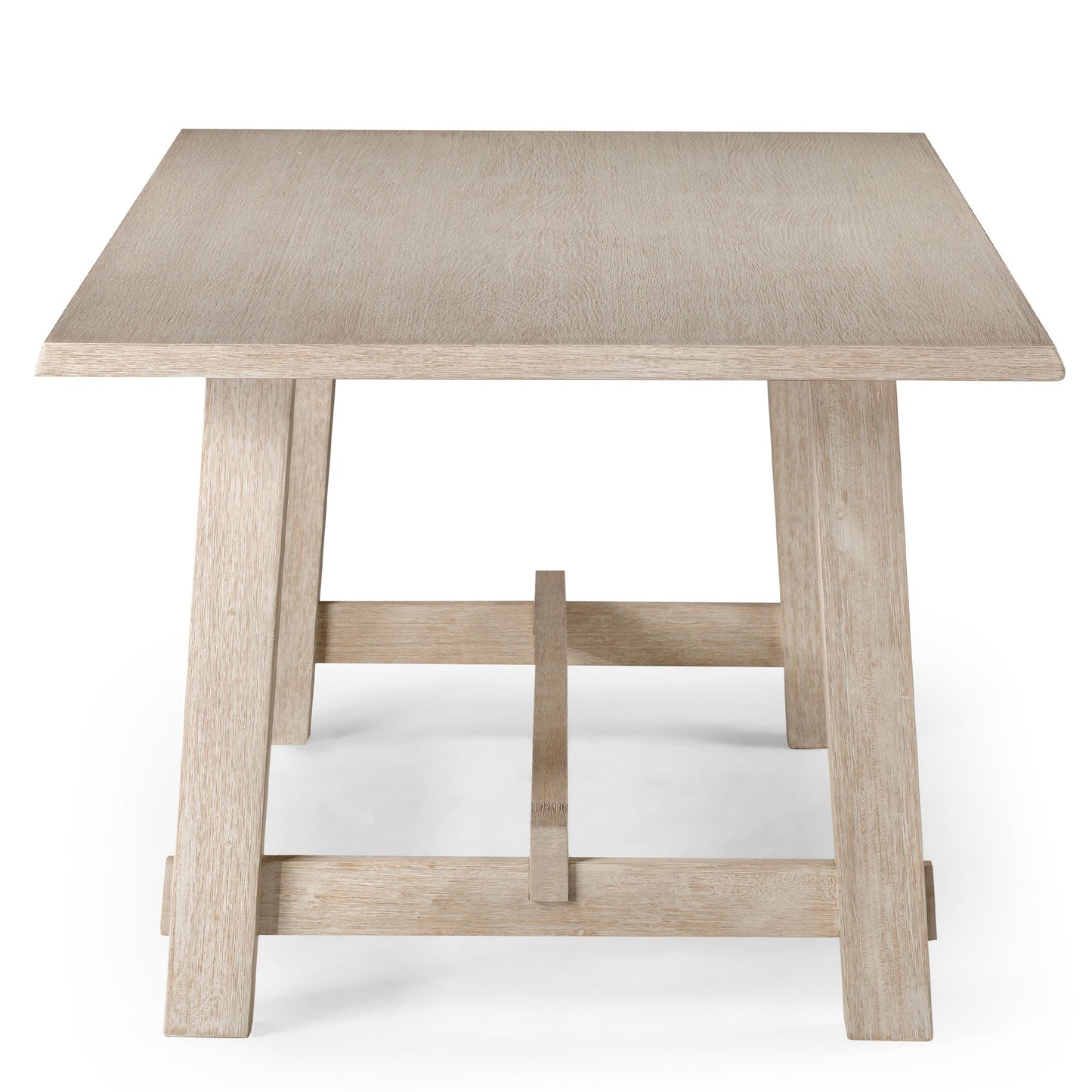 Yves Organic Rectangular Wooden Dining Table in Weathered White Finish