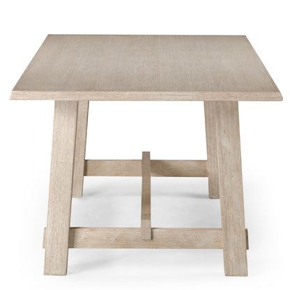 Yves Organic Rectangular Wooden Dining Table in Weathered White Finish
