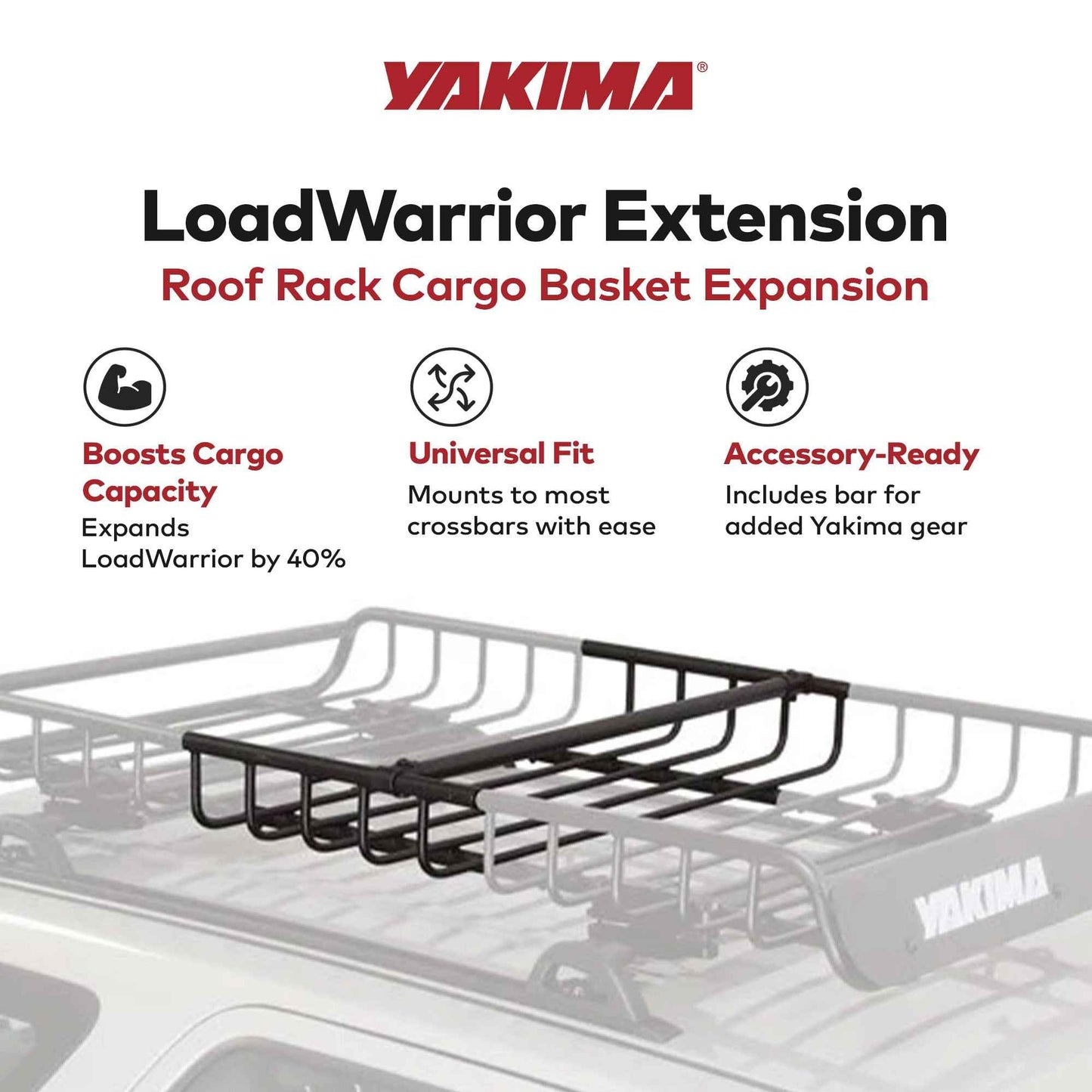 YAKIMA LoadWarrior 18" Extension for LoadWarrior Rooftop Cargo Basket, Black