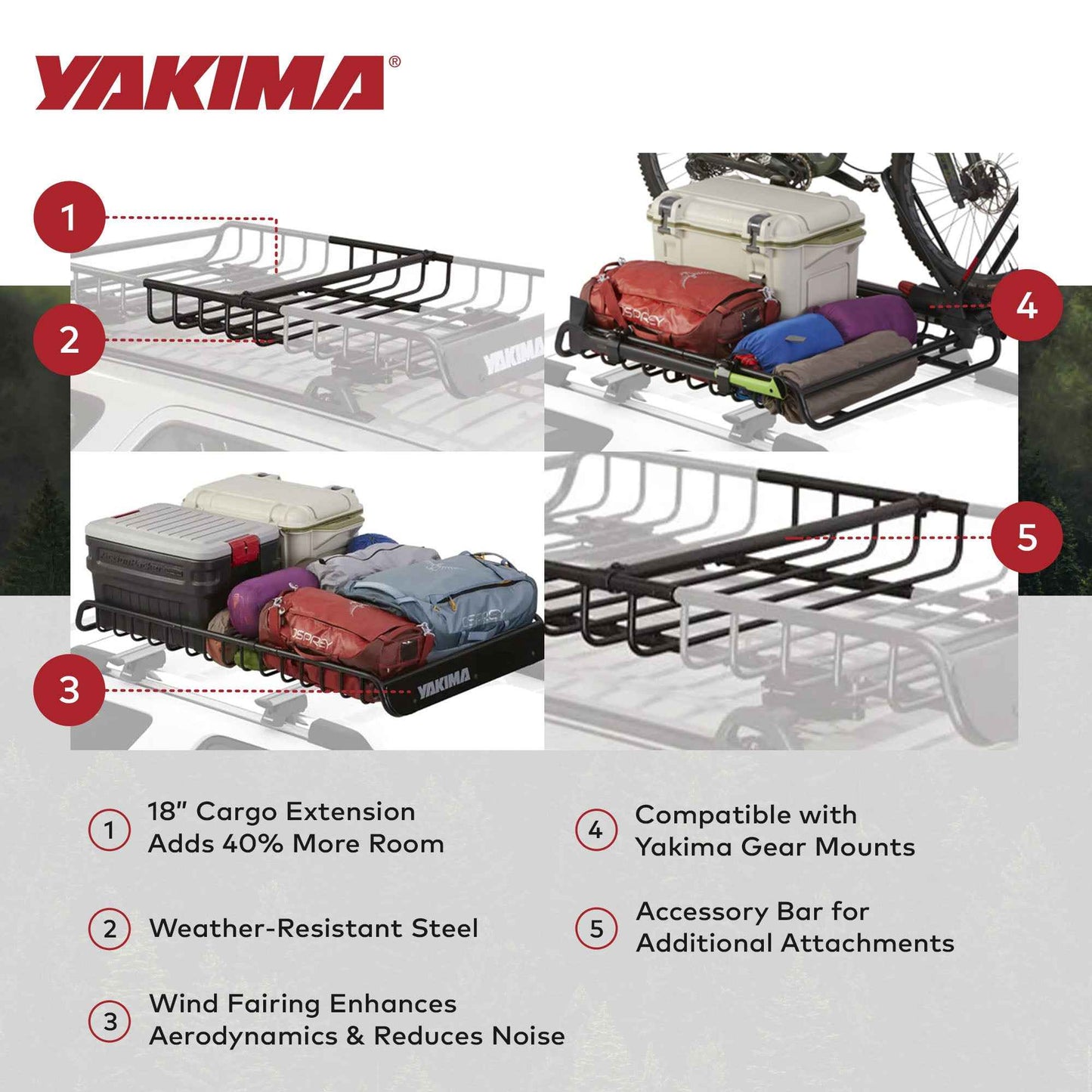 YAKIMA LoadWarrior 18" Extension for LoadWarrior Rooftop Cargo Basket, Black