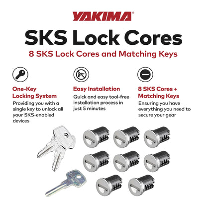 Yakima Car Rack System Component SKS Lock Cylinder Core Kit with Key (8 Pack) - Find Fresh Goods