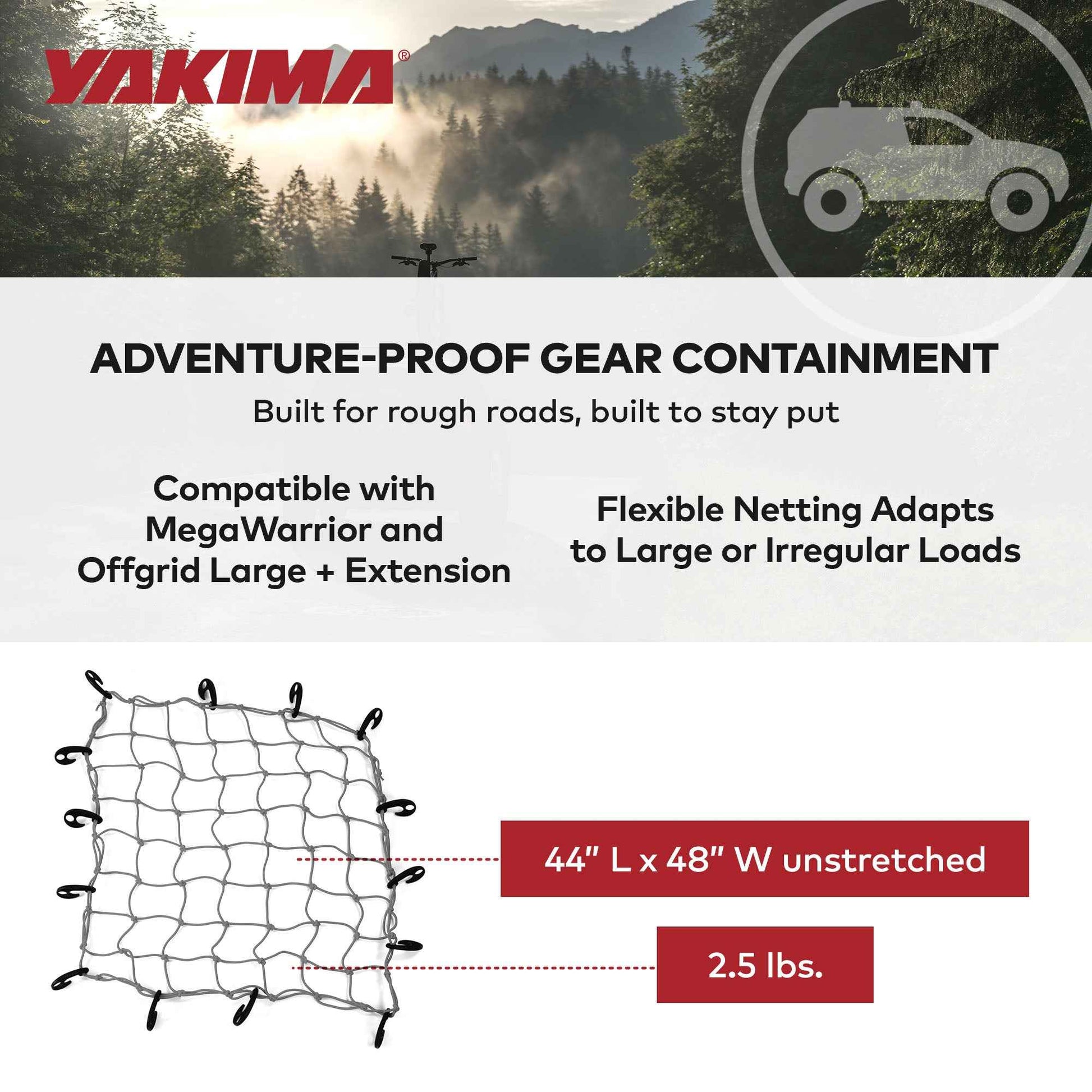 YAKIMA Cargo Roof Basket Stretch Net for MegaWarrior and OffGrid Large Baskets
