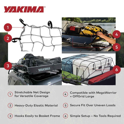 YAKIMA Cargo Roof Basket Stretch Net for MegaWarrior and OffGrid Large Baskets