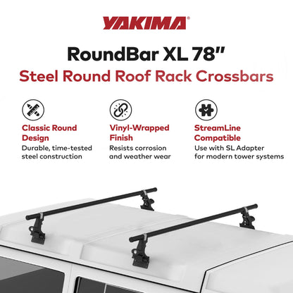 Yakima RoundBar XL 78 Inch Steel Round Roof Rack System Crossbars, Set of 2 - Find Fresh Goods