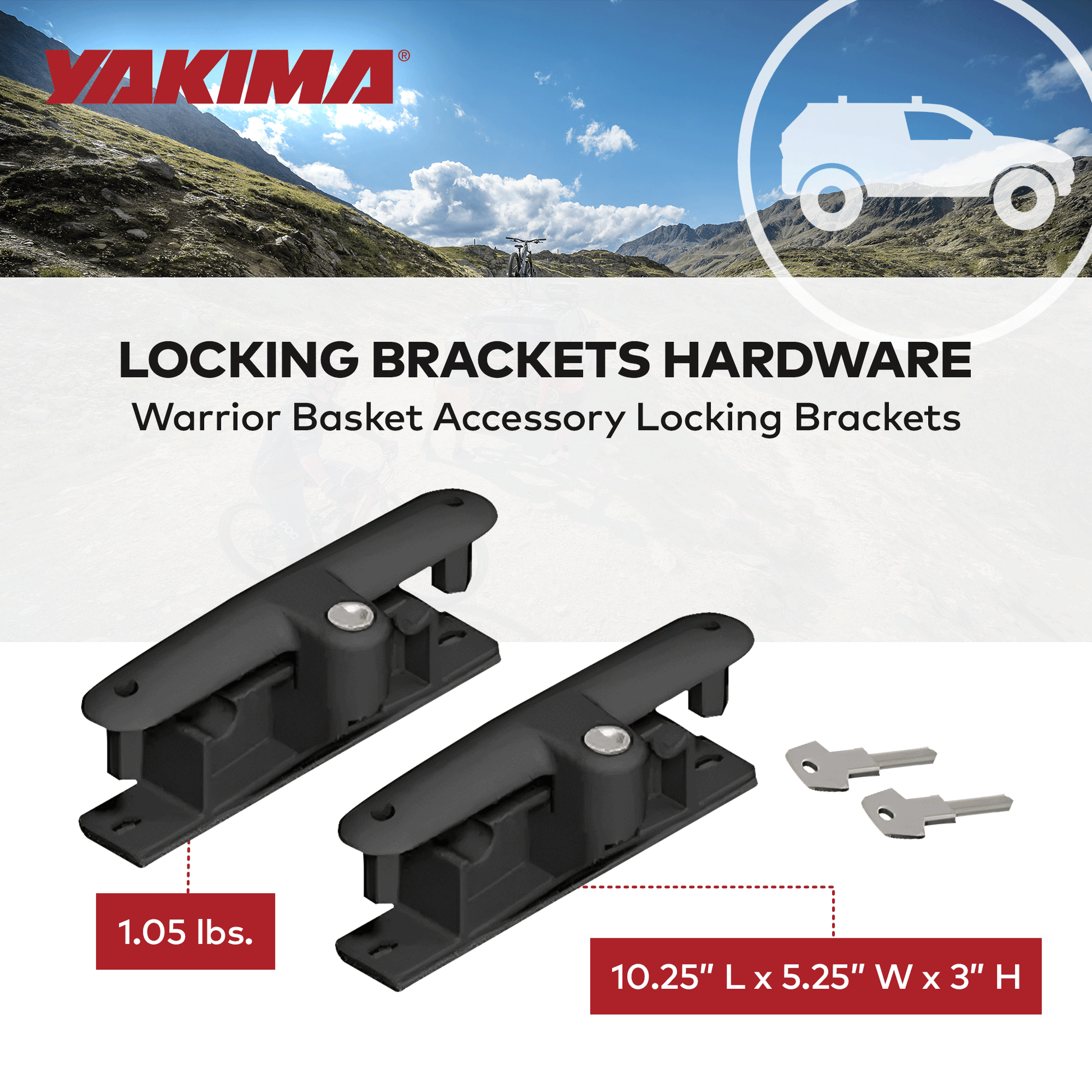 YAKIMA Locking Brackets for Securing Rooftop Cargo Warrior Baskets, Set of 2 - Find Fresh Goods