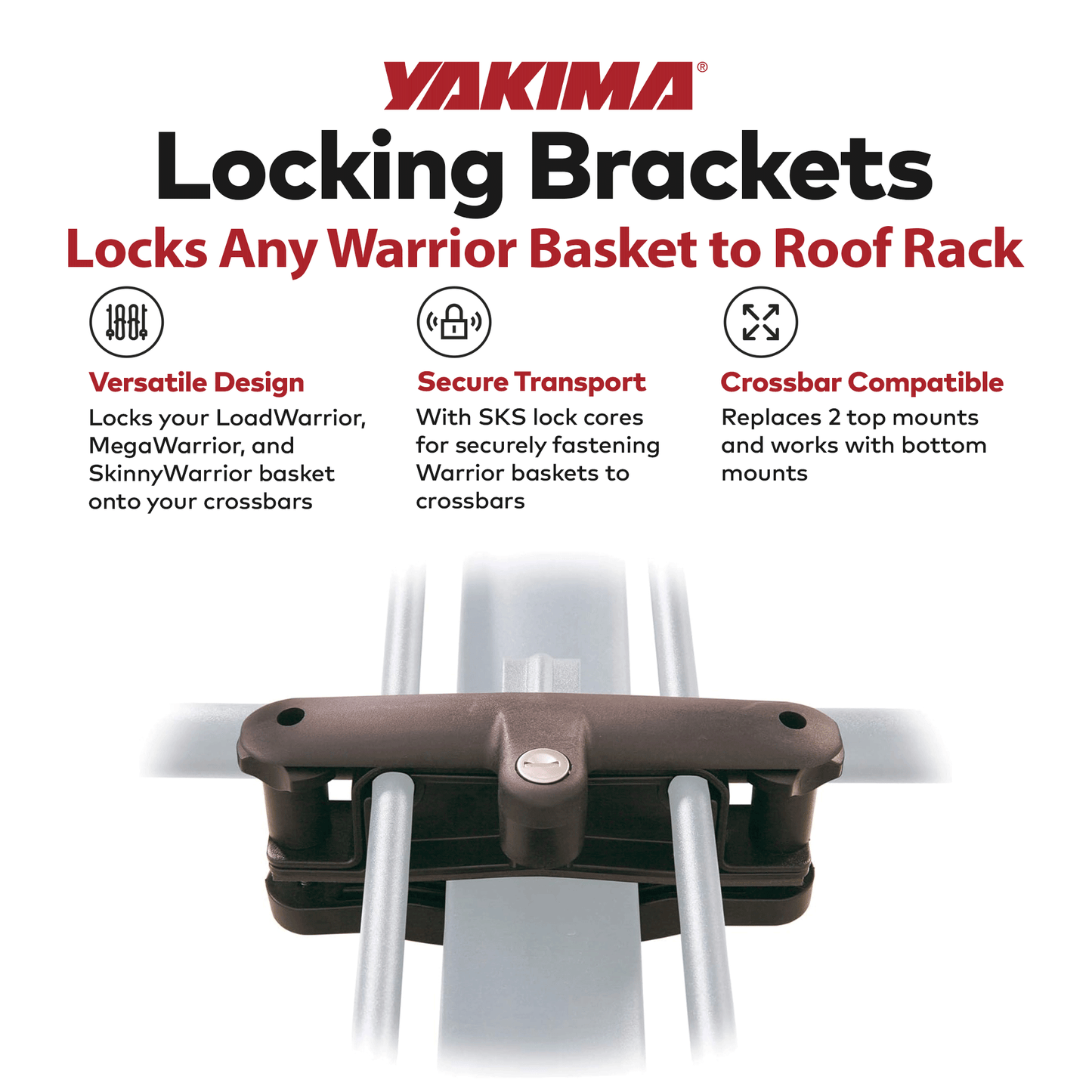 YAKIMA Locking Brackets for Securing Rooftop Cargo Warrior Baskets, Set of 2 - Find Fresh Goods