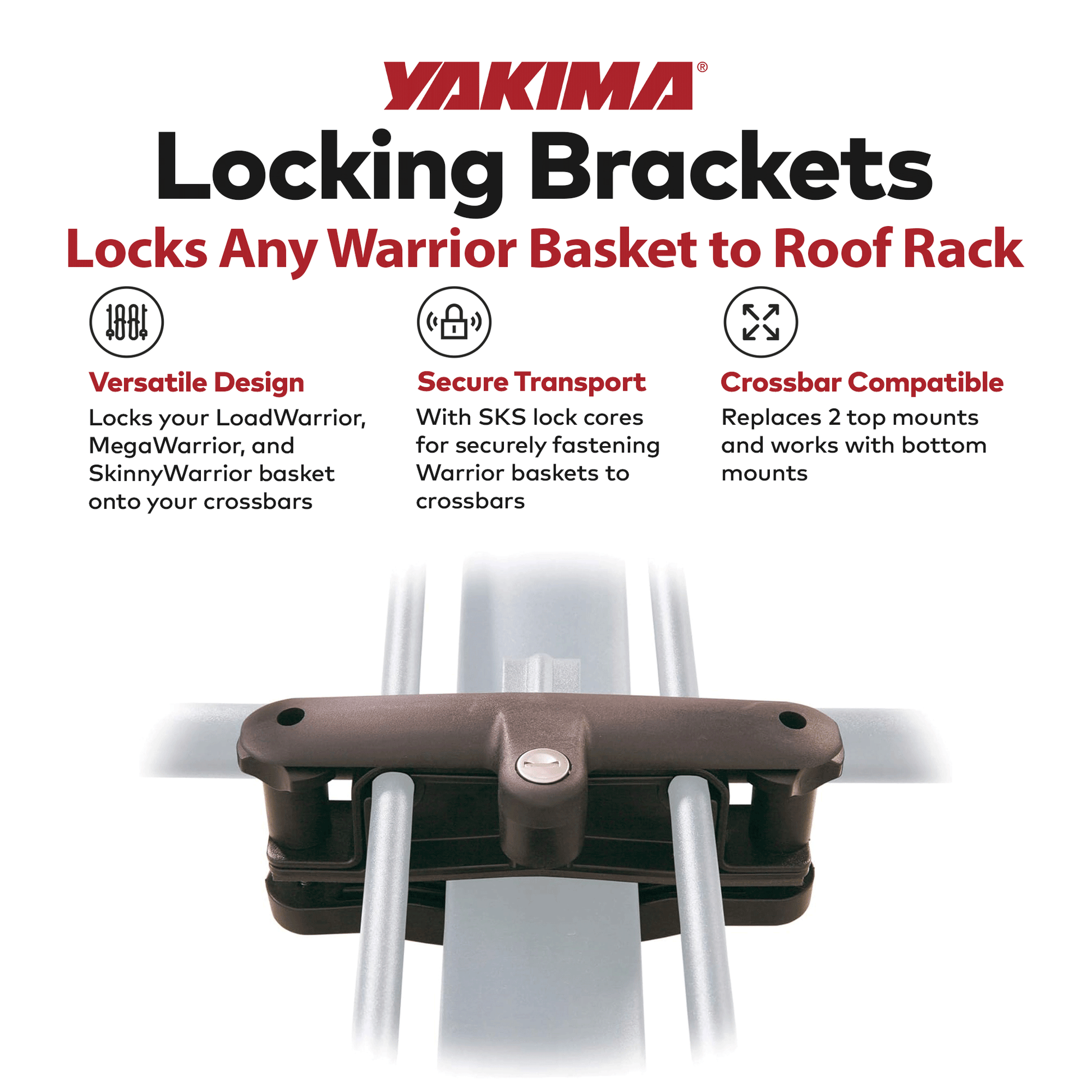 YAKIMA Locking Brackets for Securing Rooftop Cargo Warrior Baskets, Set of 2 - Find Fresh Goods
