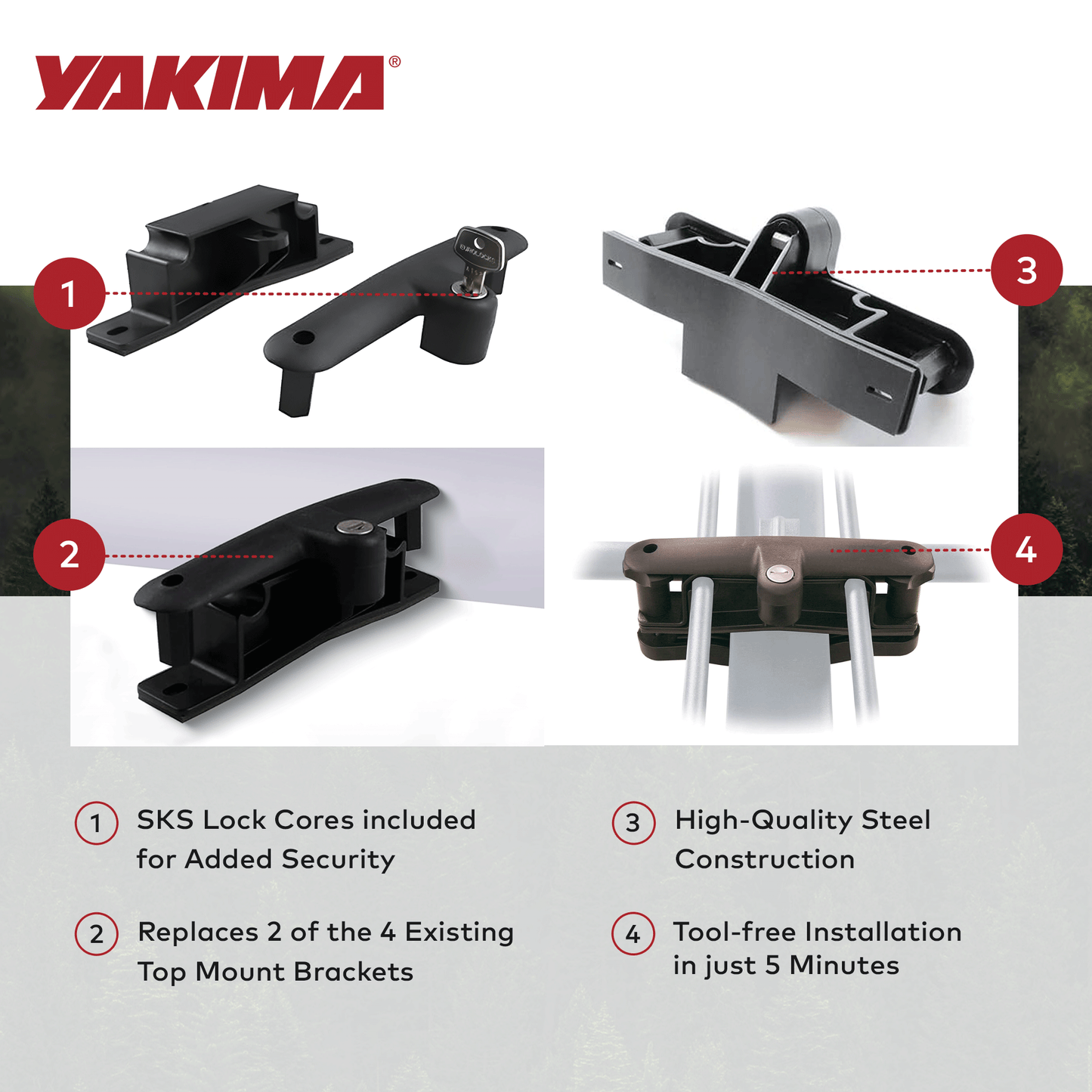 YAKIMA Locking Brackets for Securing Rooftop Cargo Warrior Baskets, Set of 2 - Find Fresh Goods