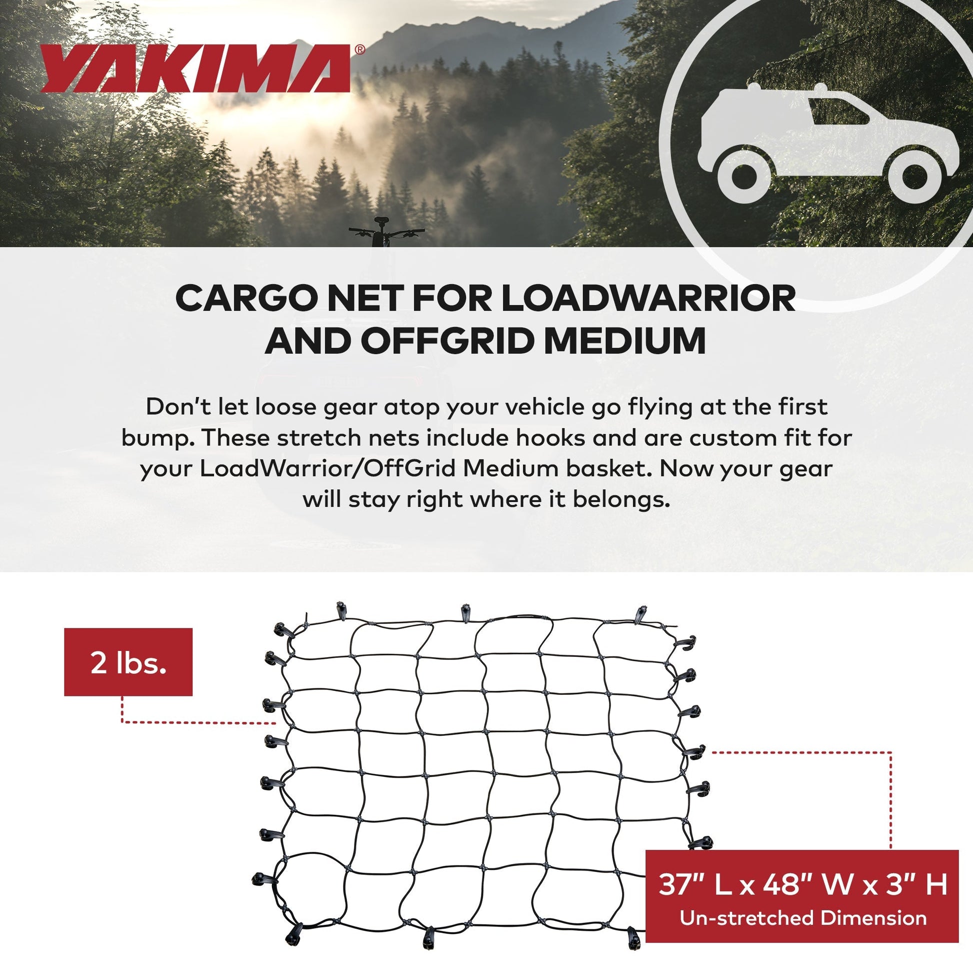 YAKIMA Cargo Roof Basket Stretch Net for LoadWarrior and OffGrid Medium Baskets - Find Fresh Goods