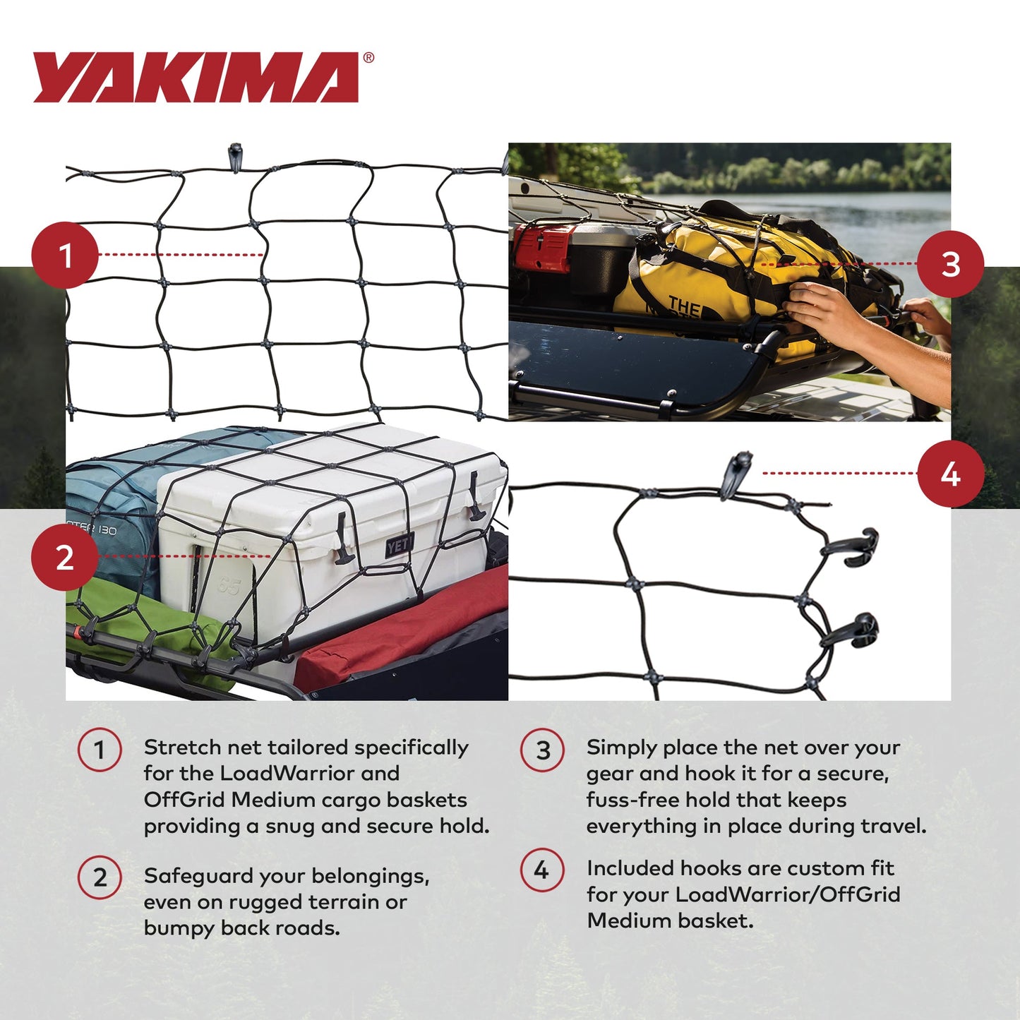 YAKIMA Cargo Roof Basket Stretch Net for LoadWarrior and OffGrid Medium Baskets - Find Fresh Goods