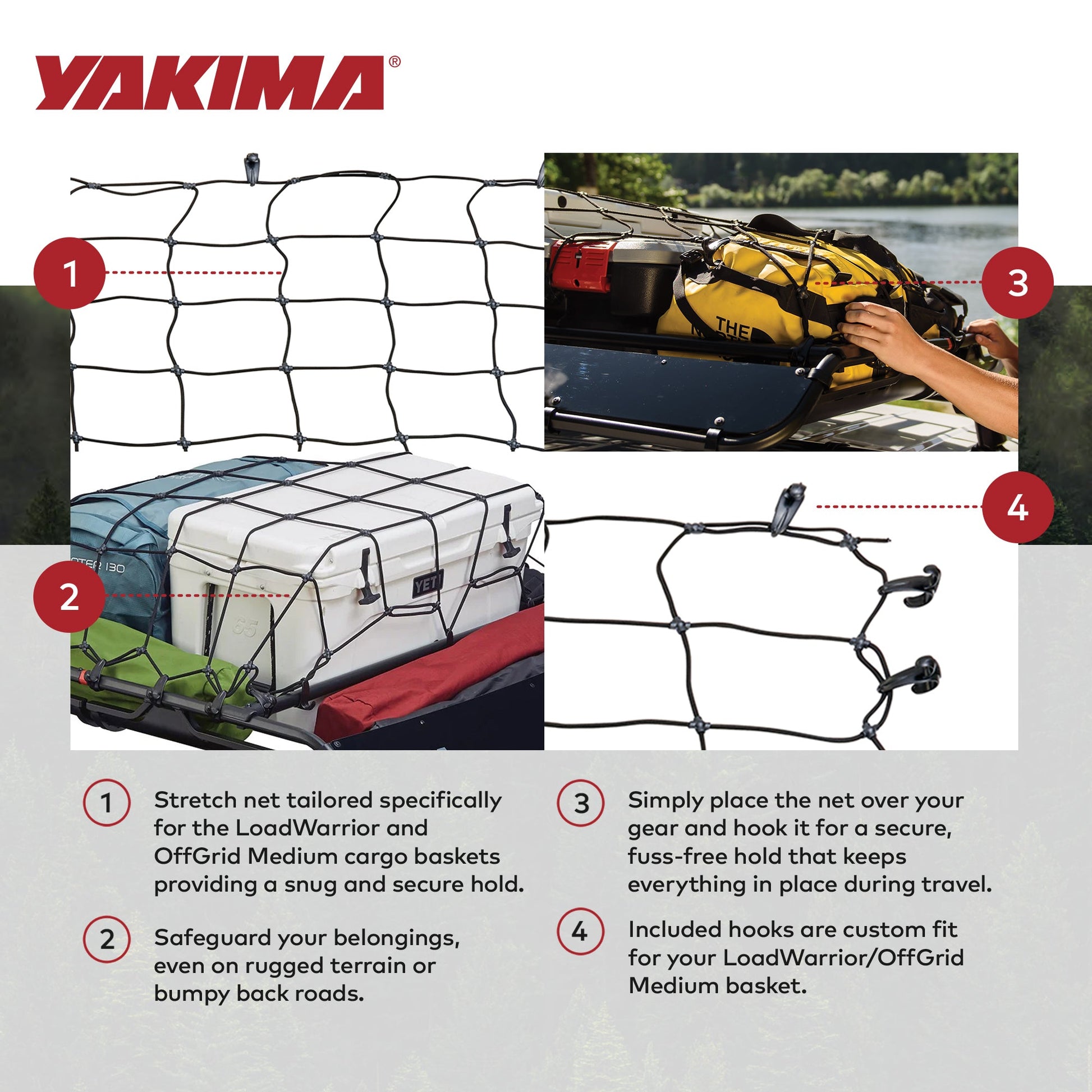 YAKIMA Cargo Roof Basket Stretch Net for LoadWarrior and OffGrid Medium Baskets - Find Fresh Goods