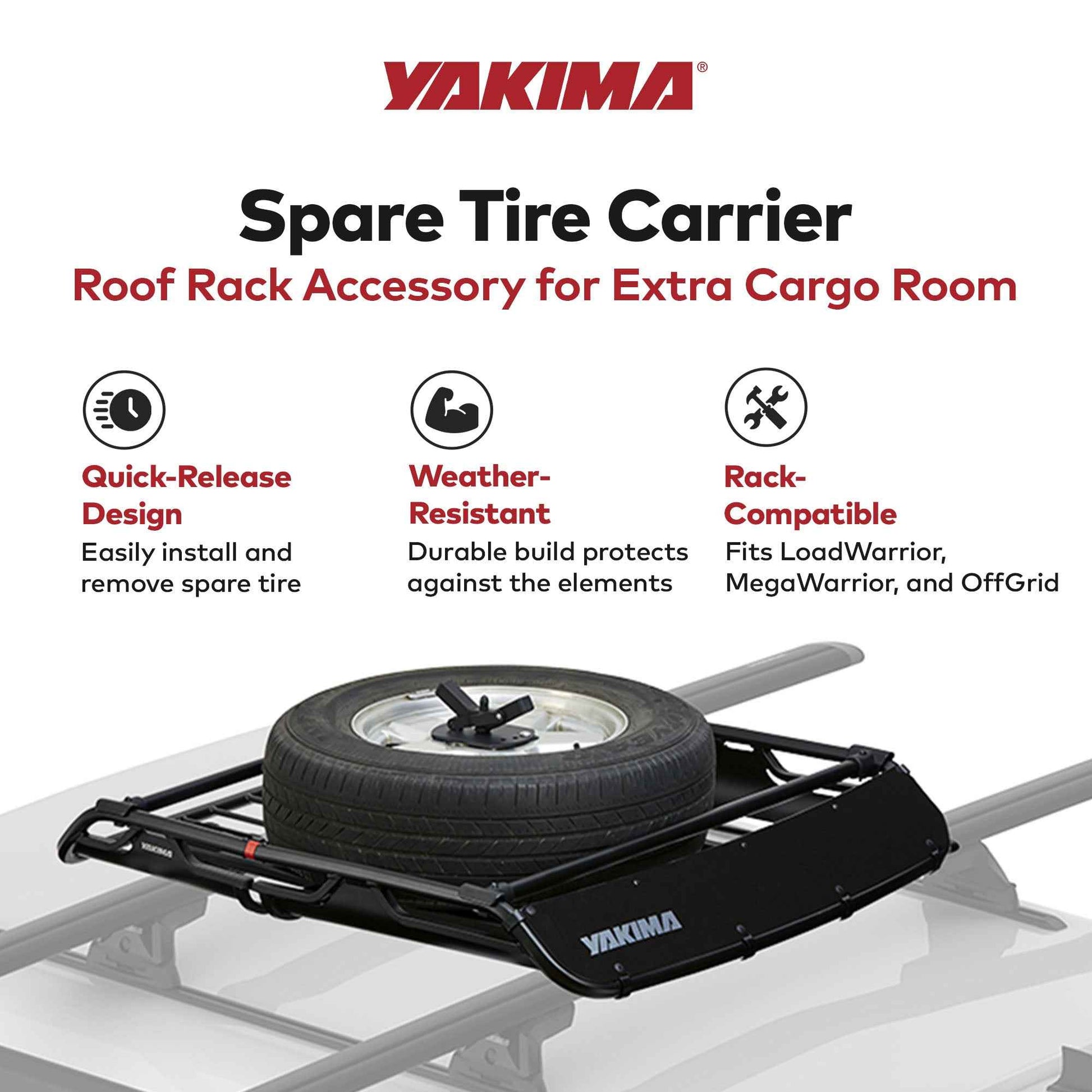 Yakima Quick Release Spare Tire Carrier for LoadWarrior, MegaWarrior, or OffGrid