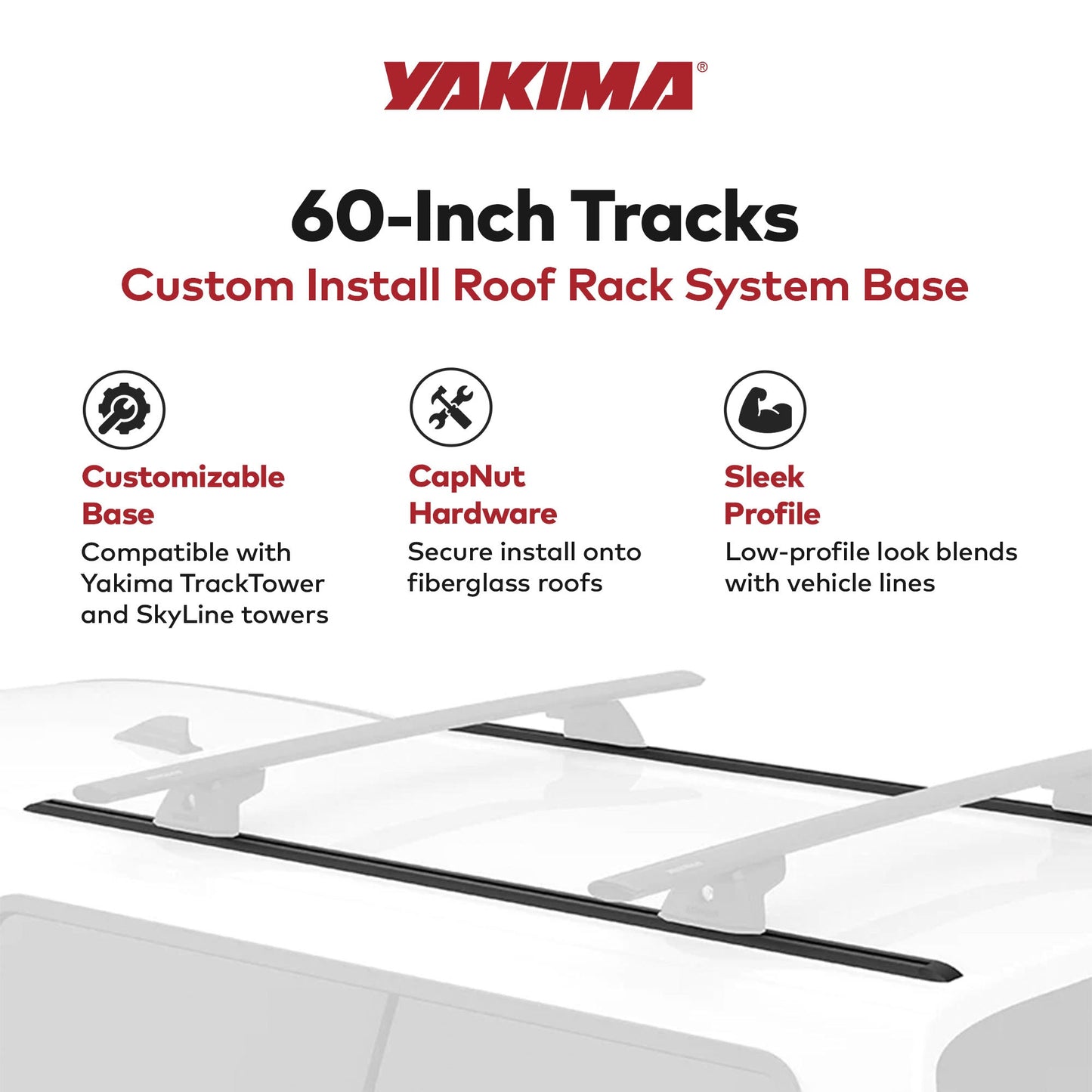 Yakima 60 Inch Tracks with CapNuts, Compatible with TrackTower or SkyLine Towers - Find Fresh Goods